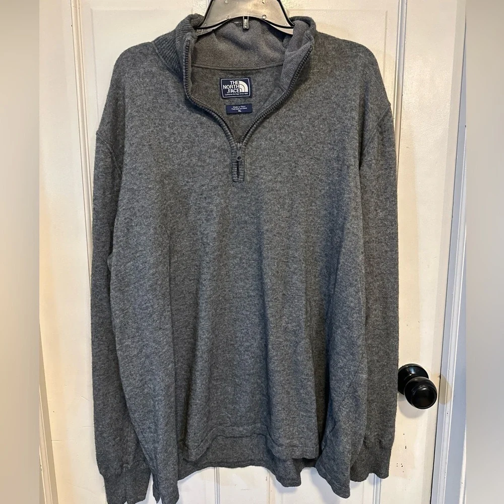 The North Face wool blend half zip jacket gray size XL